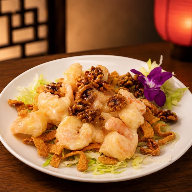 Shrimp with Walnut in Special Sauce.