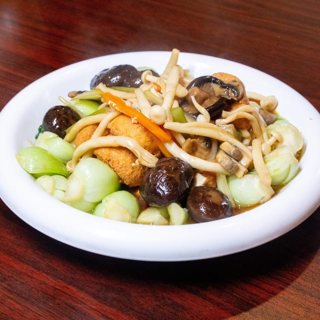 Mixed Mushroom with Japanese Tofu.